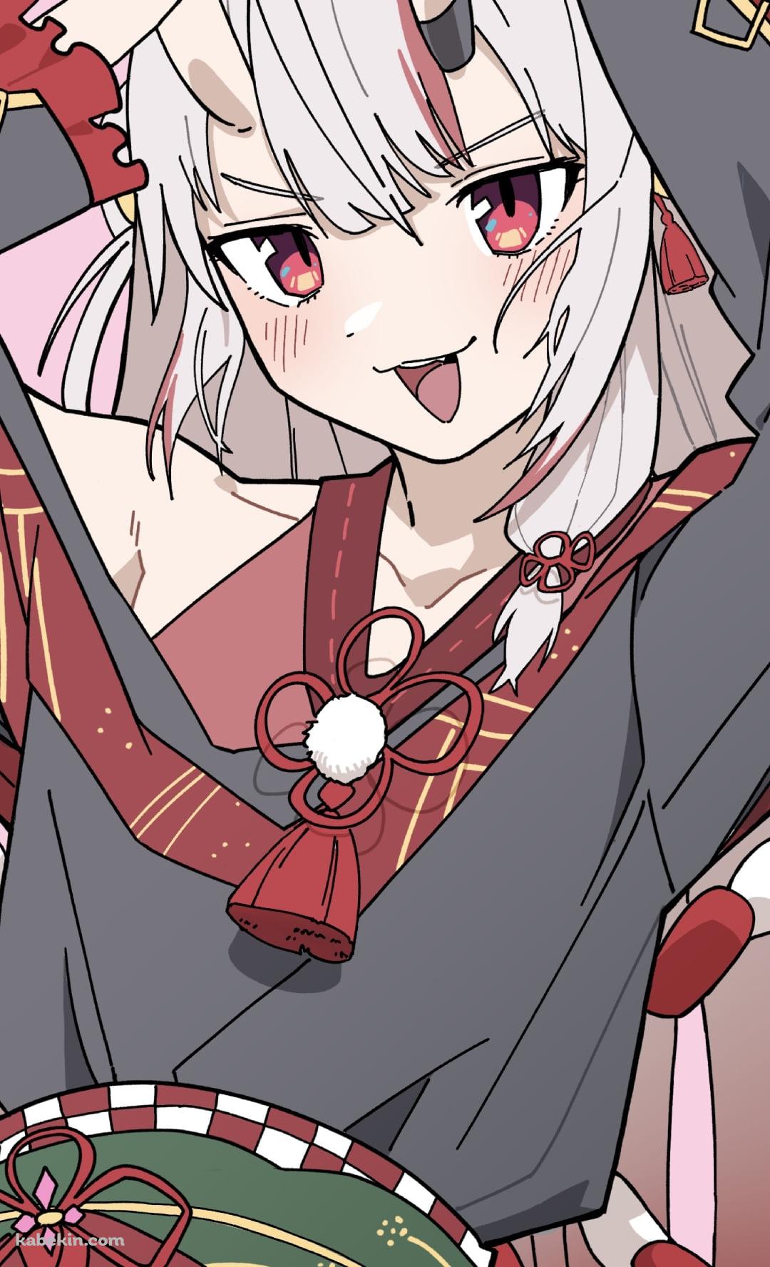 頭の上でWピースする百鬼あやめ / ホロライブ / バーチャルYouTuber / VtuberのAndroidの壁紙(1080px x 1776px) スマホ用