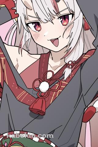 頭の上でWピースする百鬼あやめ / ホロライブ / バーチャルYouTuber / VtuberのAndroidの壁紙(320px x 480px) スマホ用