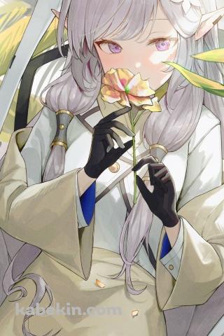 花を持つ明星ヒマリ (あけぼしひまり) / ブルアカ / ブルーアーカイブのAndroidの壁紙(320px x 480px) スマホ用