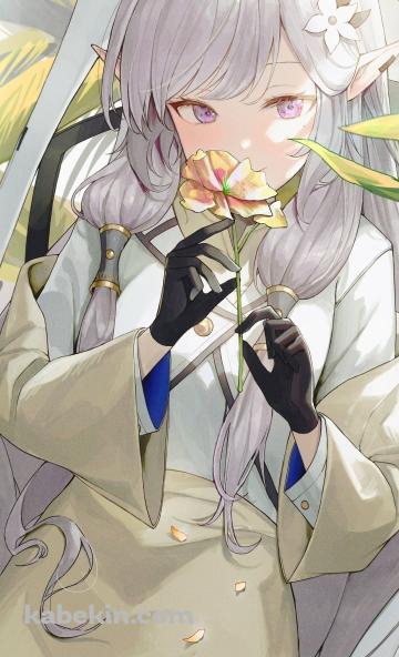 花を持つ明星ヒマリ (あけぼしひまり) / ブルアカ / ブルーアーカイブのAndroidの壁紙(360px x 592px) スマホ用