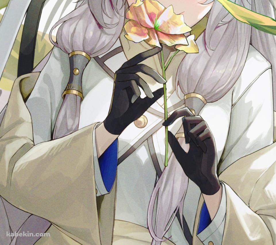 花を持つ明星ヒマリ (あけぼしひまり) / ブルアカ / ブルーアーカイブのAndroidの壁紙(960px x 854px) スマホ用