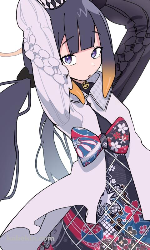 頭の上に両腕をあげる一伊那尓栖 / ホロライブ / バーチャルYouTuber / VtuberのAndroidの壁紙(480px x 800px) スマホ用