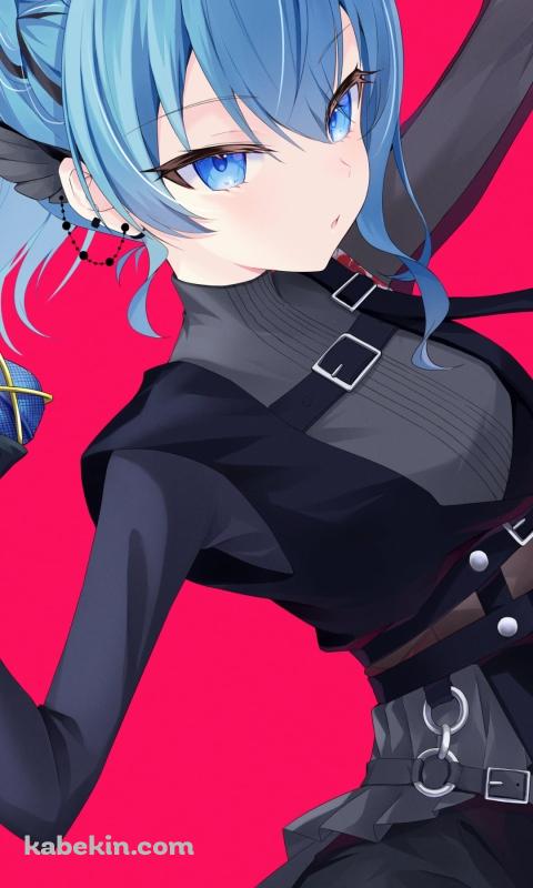 マイクを持つポニーテールの可愛い星街すいせい / ホロライブ / バーチャルYouTuber / VtuberのAndroidの壁紙(480px x 800px) スマホ用