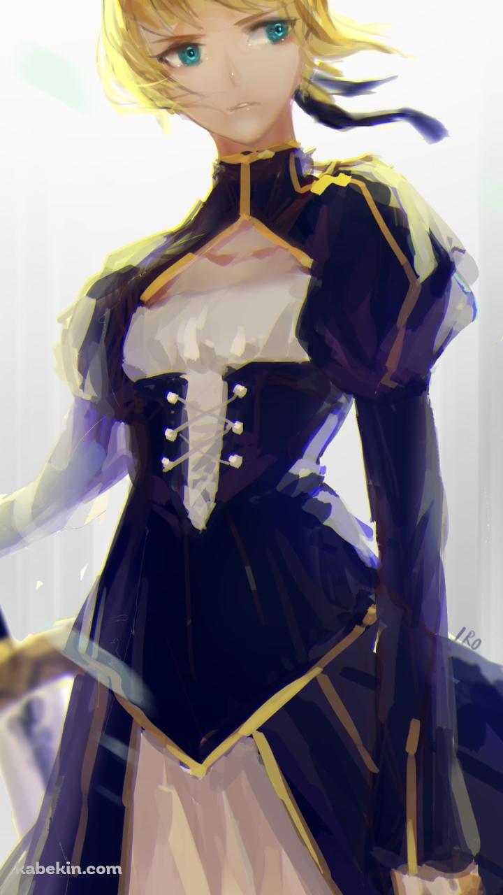 遠くを見つめる緑の瞳のセイバー / アルトリア・ペンドラゴン / ブロンド / FateのAndroidの壁紙(720px x 1280px) スマホ用