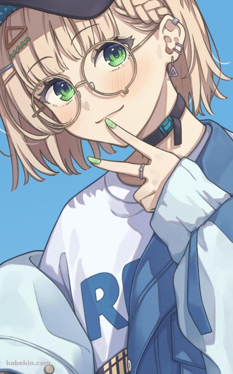 口元にピースをあてる鏑木ろこ(かぶらきろこ) / にじさんじ / バーチャルYouTuber / VtuberのAndroidの壁紙(800px x 1280px) スマホ用