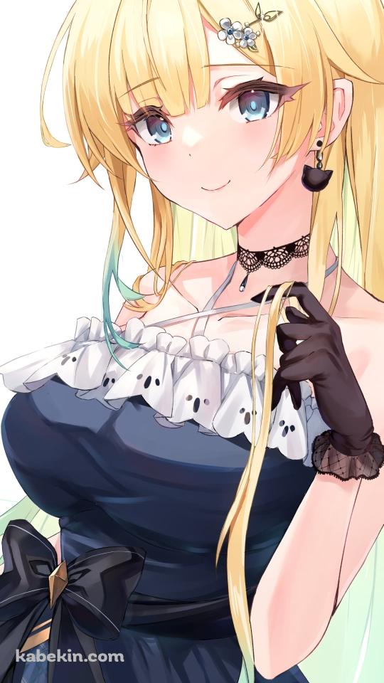 黒いドレスを着た可愛い藍沢エマ / ブロンド / ぶいすぽっ！ / バーチャルYouTuber / VtuberのAndroidの壁紙(540px x 960px) スマホ用