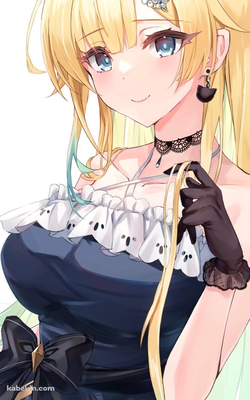 黒いドレスを着た可愛い藍沢エマ / ブロンド / ぶいすぽっ！ / バーチャルYouTuber / VtuberのAndroidの壁紙(800px x 1280px) スマホ用