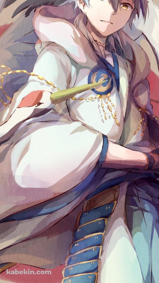 抜刀する鶴丸国永と鶴 / 刀剣乱舞のAndroidの壁紙(540px x 960px) スマホ用