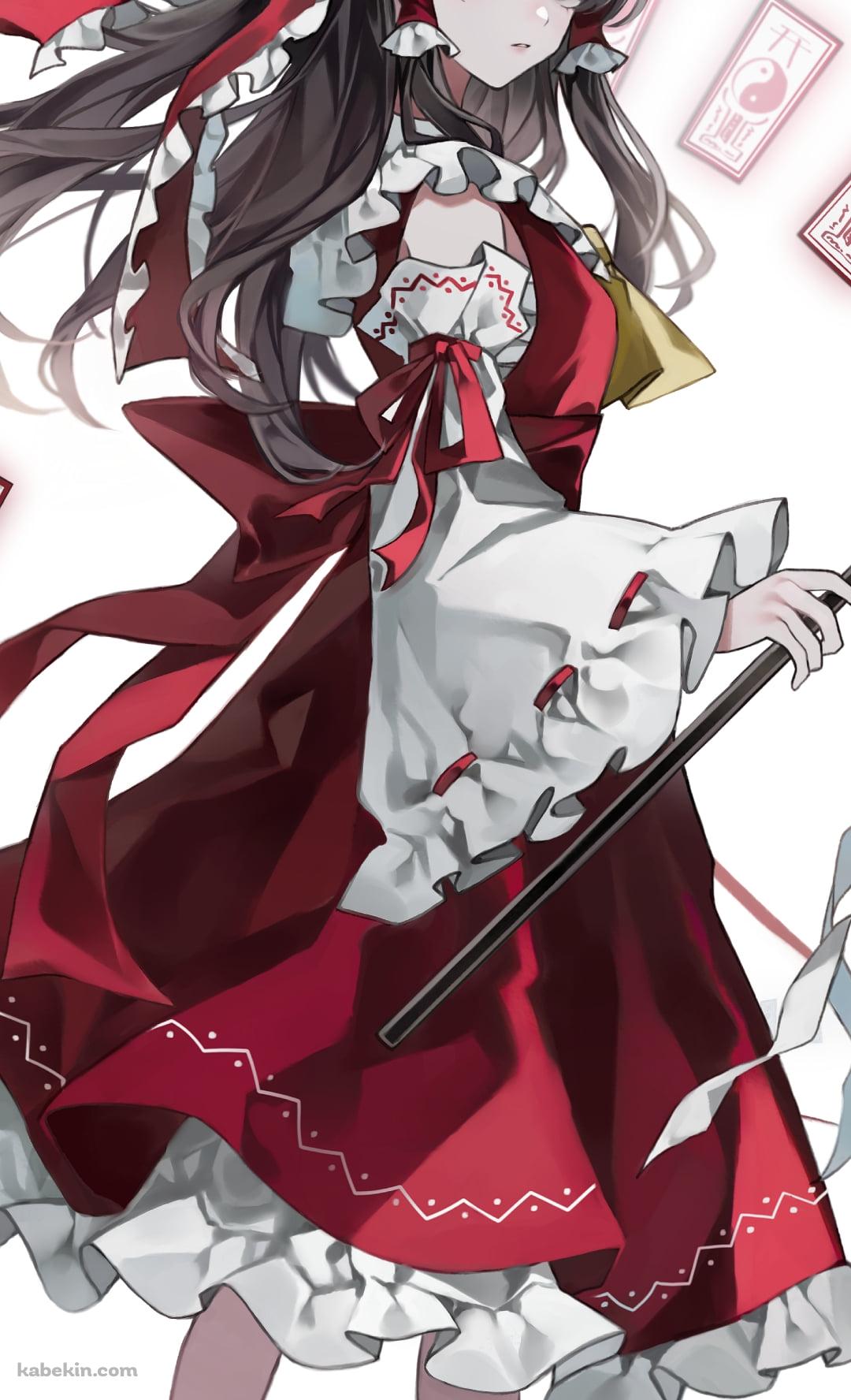 沢山のお札と振り返る綺麗な博麗霊夢 / 東方のAndroidの壁紙(1080px x 1776px) スマホ用