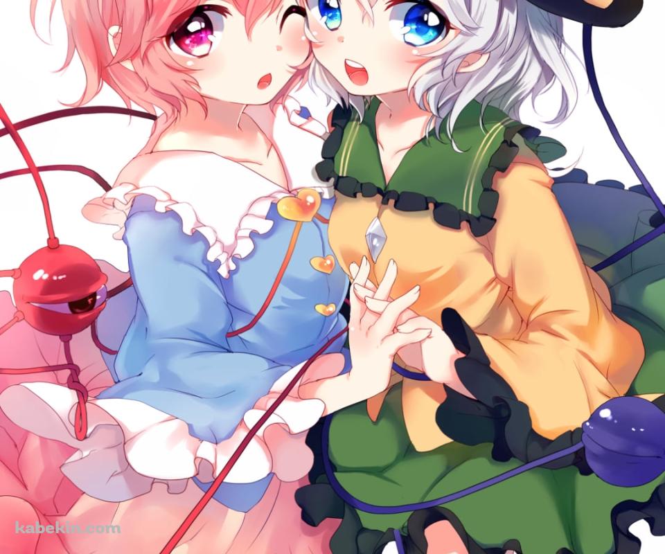 向かい合って手を取り合う古明地こいしと古明地さとり / 東方のAndroidの壁紙(960px x 800px) スマホ用