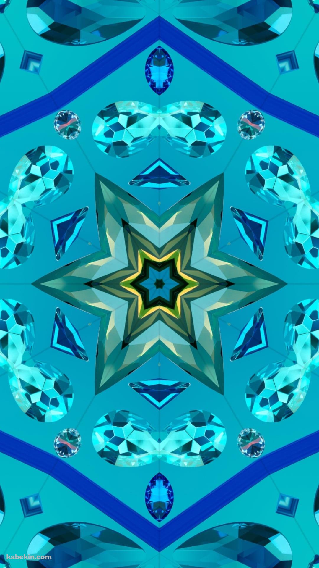 緑の綺麗な万華鏡 / 星型 / 宝石のAndroidの壁紙(1080px x 1920px) スマホ用