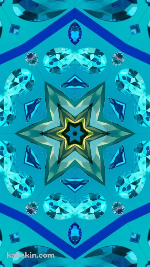 緑の綺麗な万華鏡 / 星型 / 宝石のAndroidの壁紙(480px x 854px) スマホ用