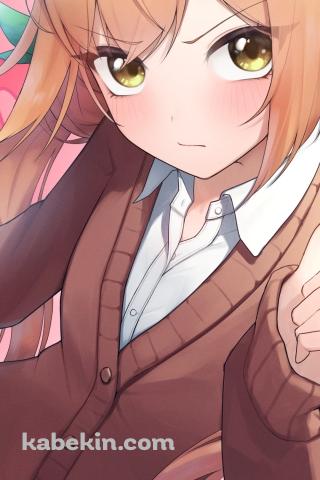 頬を赤らめる院田唐音 / 君のことが大大大大大好きな100人の彼女のAndroidの壁紙(320px x 480px) スマホ用