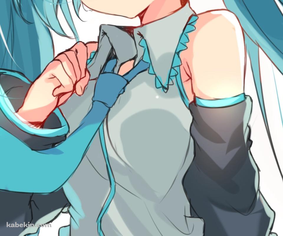 拳を握り満面の笑みの可愛い初音ミク / ツインテール / ボカロ / ボーカロイドのAndroidの壁紙(960px x 800px) スマホ用