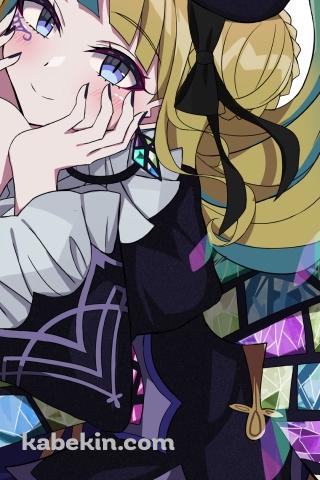 派手なドレスを着て頬杖をつく可愛い心愛れもん / ワッチャプリマジ!のAndroidの壁紙(320px x 480px) スマホ用