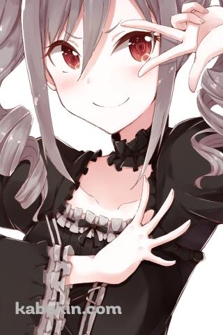 黒いドレスを着てピースする可愛い神崎蘭子 / アイドルマスターシンデレラガールズのAndroidの壁紙(320px x 480px) スマホ用