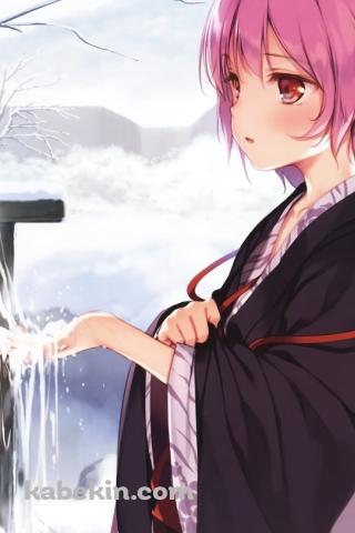 竹水から出る水に手をかざす古明地さとり / 東方のAndroidの壁紙(320px x 480px) スマホ用