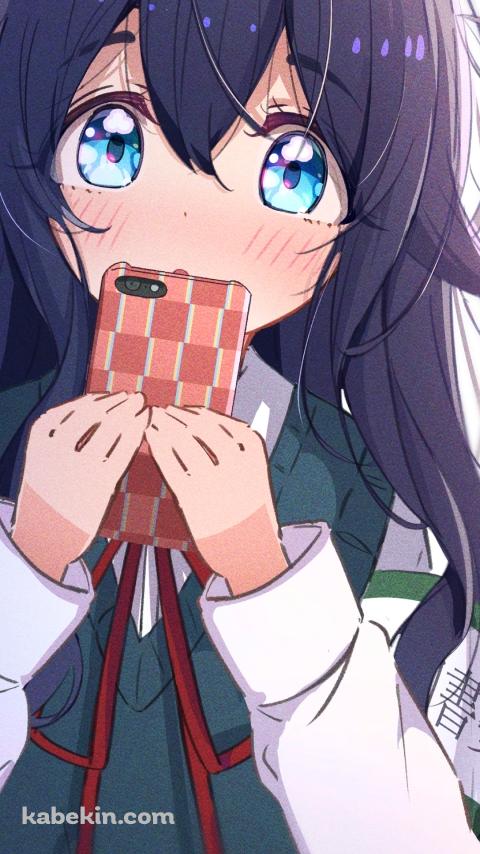 スマホで口元を隠す好本静 / 君のことが大大大大大好きな100人の彼女のAndroidの壁紙(480px x 854px) スマホ用