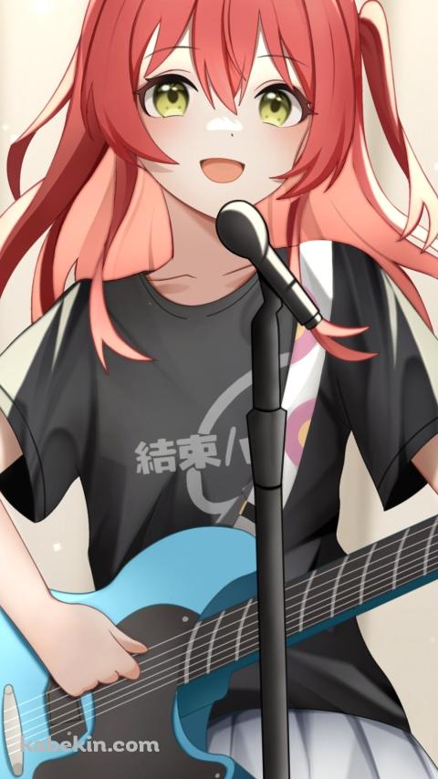 ライブで水色のギターを弾く喜多郁代 / ぼっち・ざ・ろっく!のAndroidの壁紙(480px x 854px) スマホ用