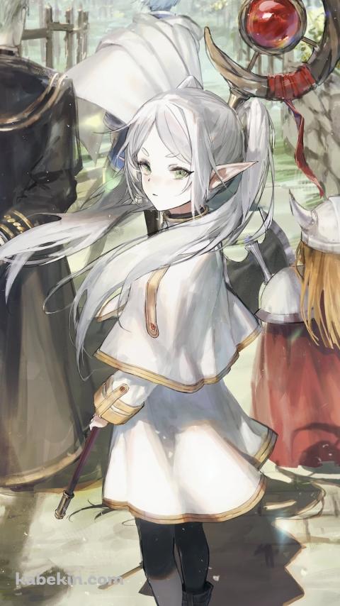 振り向くフリーレン / ヒンメル / アイゼン / ハイター / 葬送のフリーレンのAndroidの壁紙(480px x 854px) スマホ用