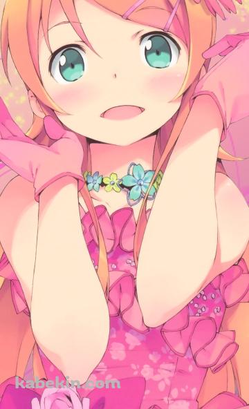 ピンクのフリフリのドレスを着た可愛い高坂桐乃 / 俺の妹がこんなに可愛いわけがないのAndroidの壁紙(360px x 592px) スマホ用