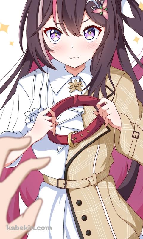 首輪をはめようとする可愛いAZKi / ホロライブ / バーチャルYouTuber / VtuberのAndroidの壁紙(480px x 800px) スマホ用