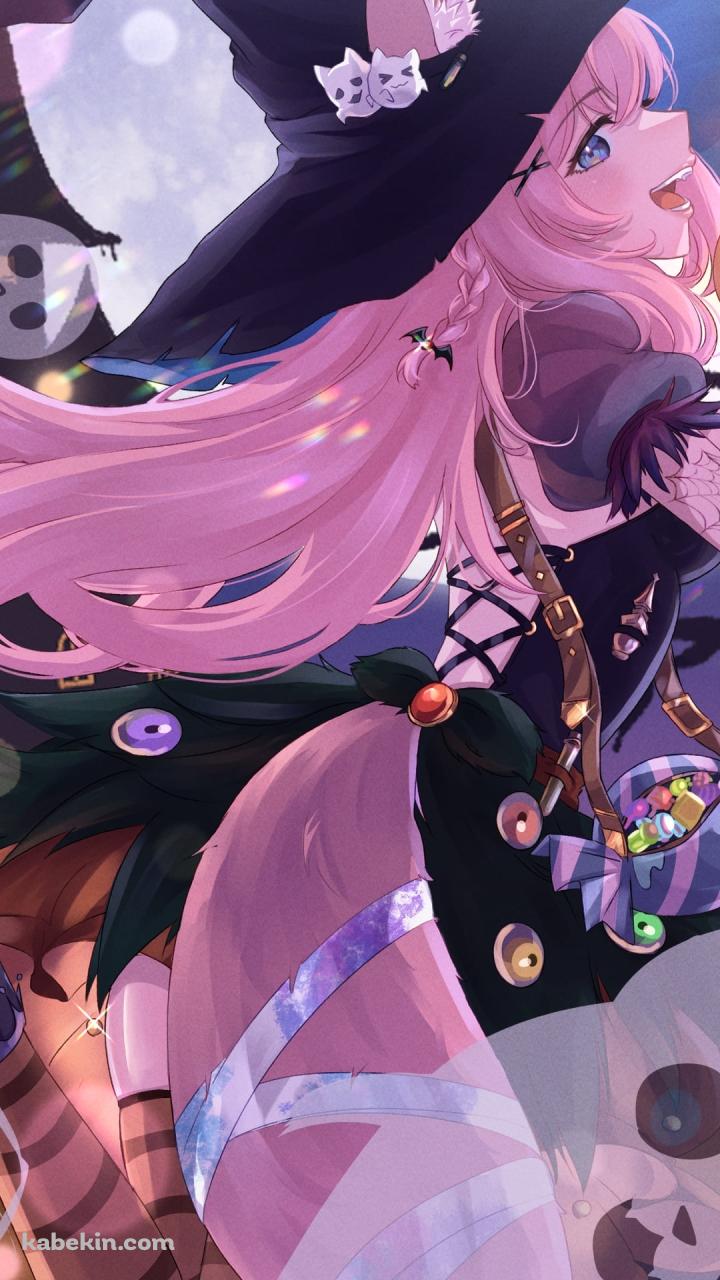 満月とハロウィンコスの可愛い博衣こより / 魔女 / ホロライブ / バーチャルYouTuber / VtuberのAndroidの壁紙(720px x 1280px) スマホ用