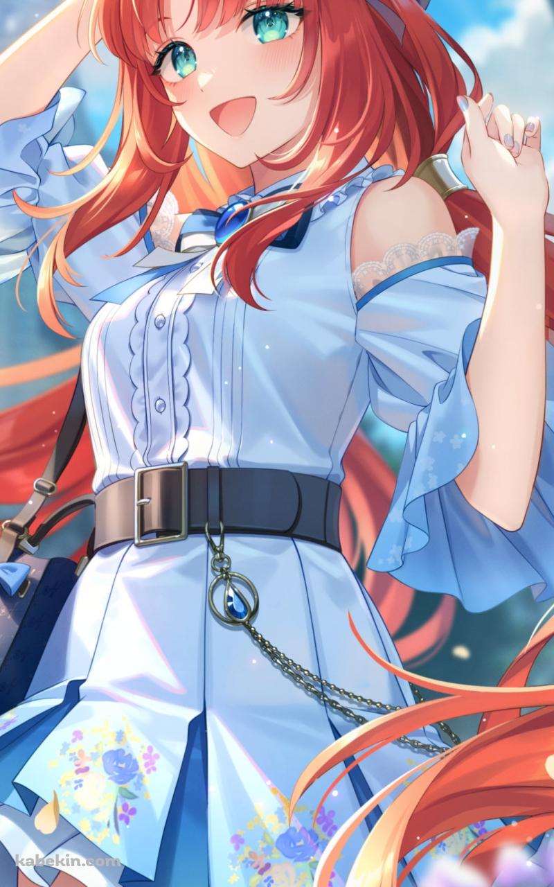 ベレー帽に手をかける笑顔のニィロウ / 原神のAndroidの壁紙(800px x 1280px) スマホ用