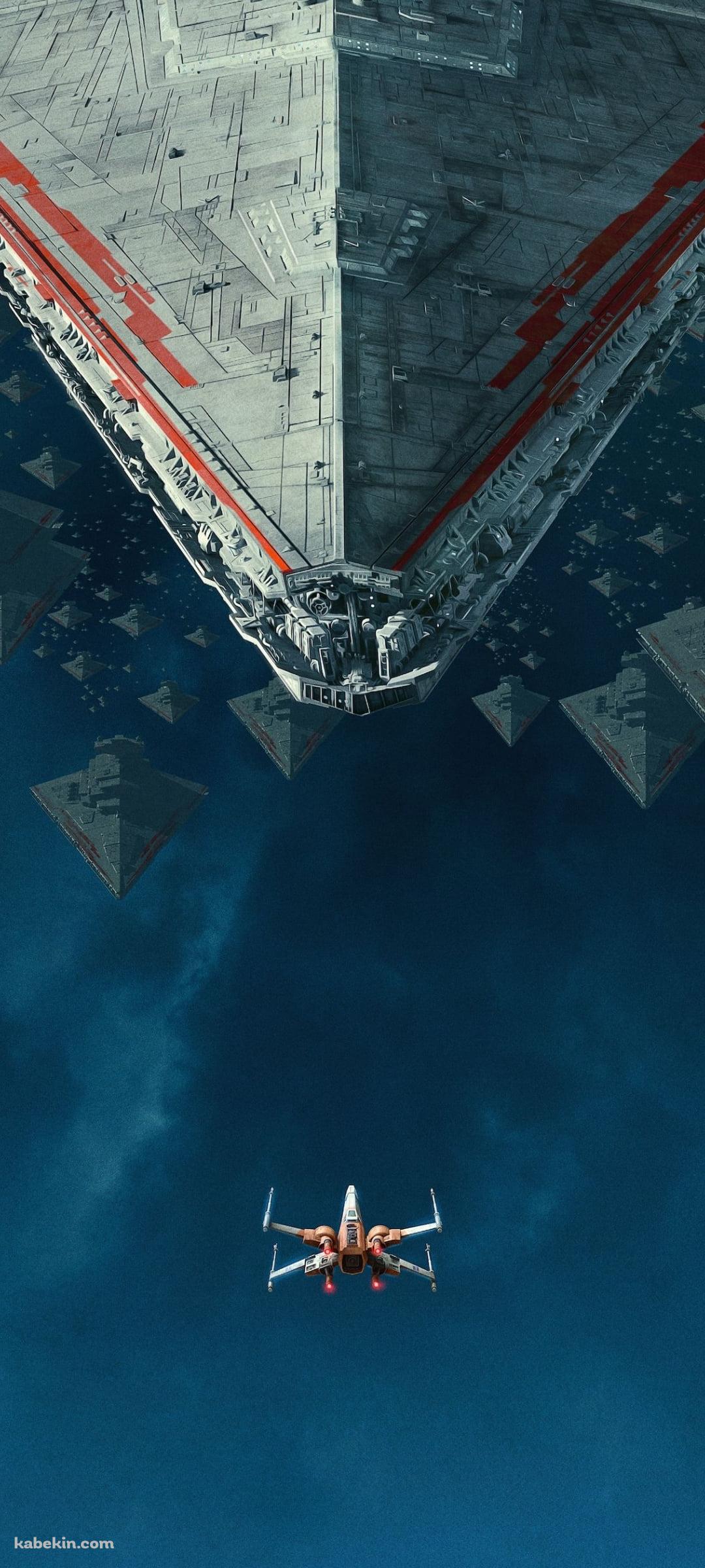 巨大な宇宙船に対峙するXウィング / スターウォーズのAndroidの壁紙(1080px x 2400px) スマホ用