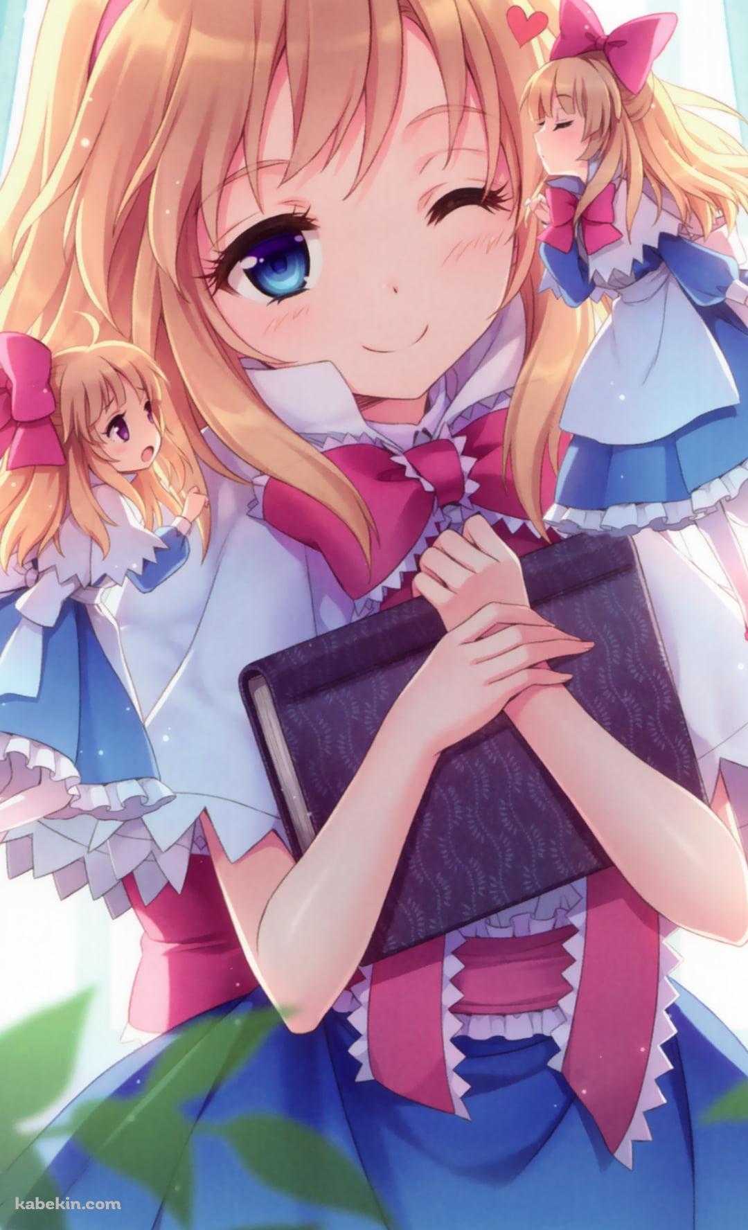 ウィンクするアリス・マーガトロイド / 上海人形 / ピンクのカチューシャ / 東方のAndroidの壁紙(1080px x 1776px) スマホ用