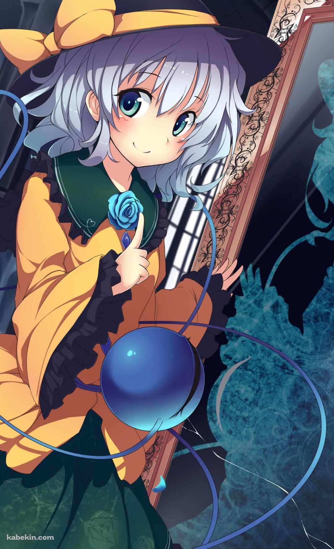 ひび割れた絵画と人差し指を立てる古明地こいし(こめいじ こいし) / 東方のAndroidの壁紙(1080px x 1776px) スマホ用