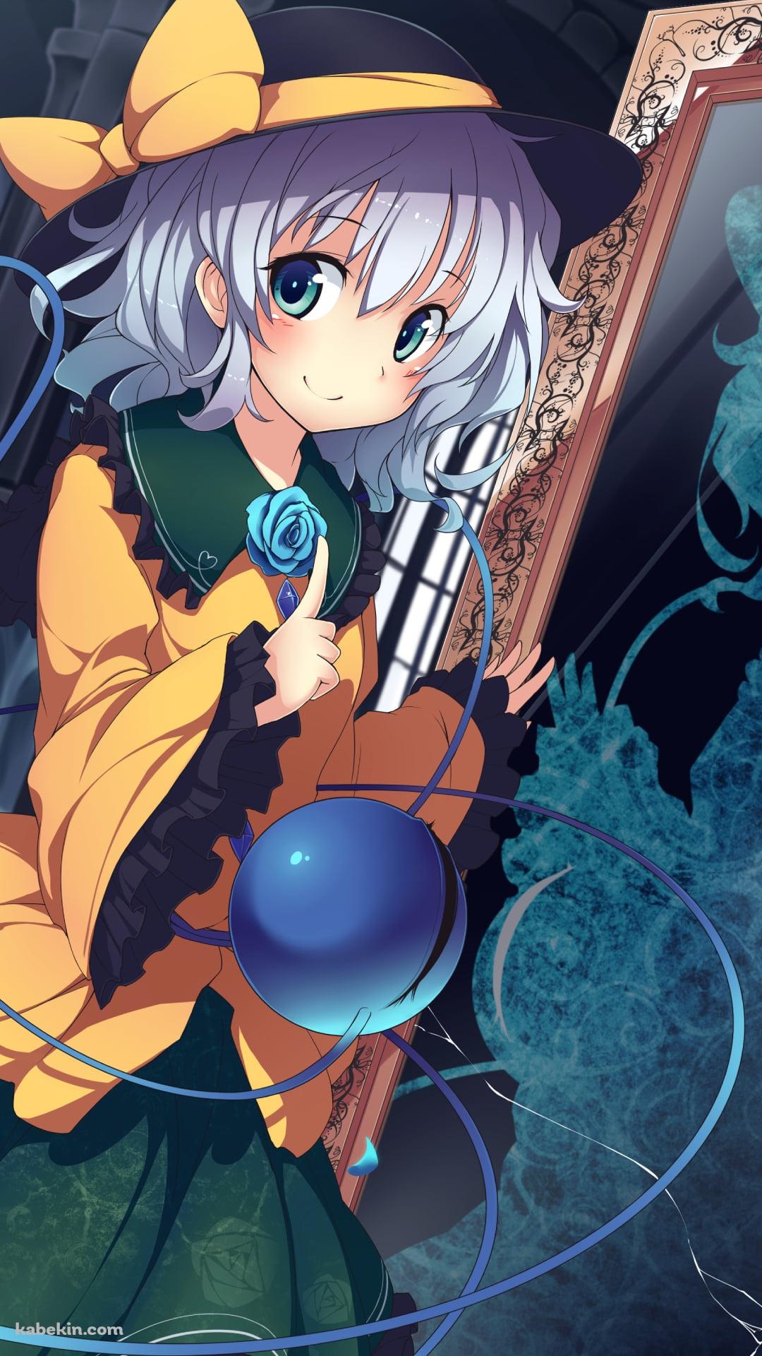 ひび割れた絵画と人差し指を立てる古明地こいし(こめいじ こいし) / 東方のAndroidの壁紙(1080px x 1920px) スマホ用