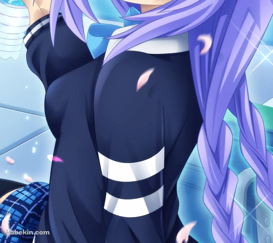 ベンチに座って水を飲むパープルハート / 超次元ゲイムネプテューヌのAndroidの壁紙(960px x 854px) スマホ用