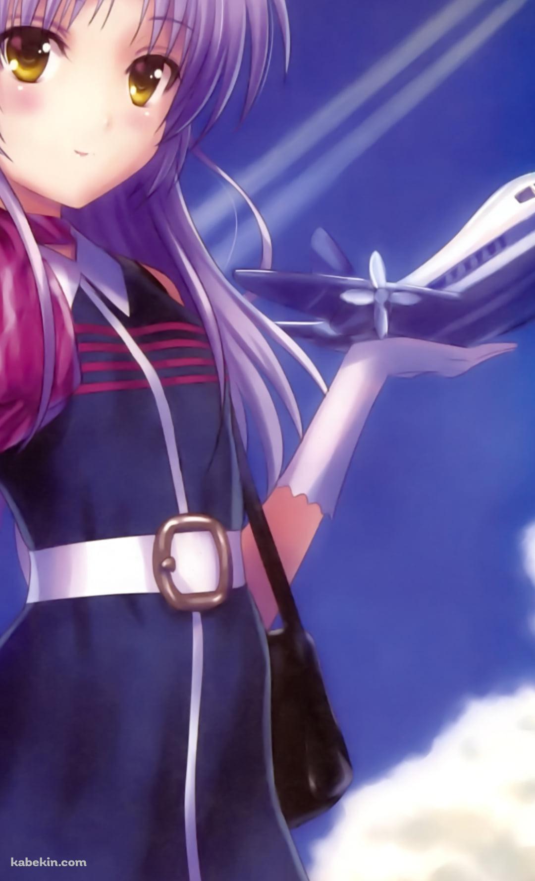 飛行機を手に乗せる立華奏 (たちばなかなで) / エンジェル ビーツ!のAndroidの壁紙(1080px x 1776px) スマホ用