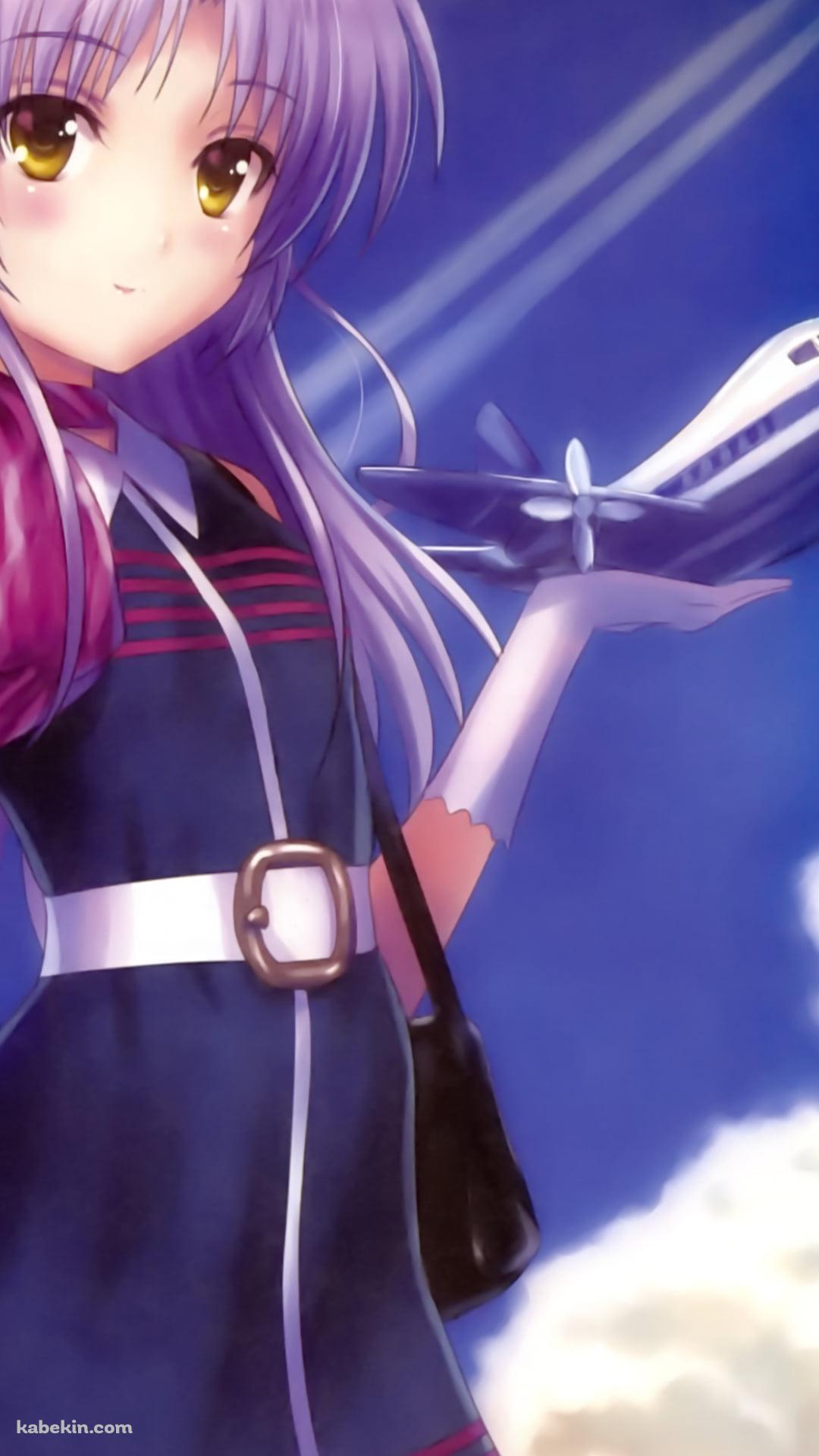 飛行機を手に乗せる立華奏 (たちばなかなで) / エンジェル ビーツ!のAndroidの壁紙(1080px x 1920px) スマホ用