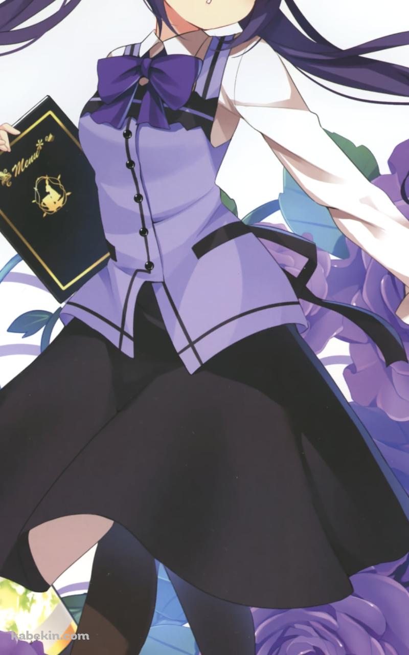 紫の花と天々座理世 (てでざりぜ) / ごちうさ / ご注文はうさぎですか?のAndroidの壁紙(800px x 1280px) スマホ用