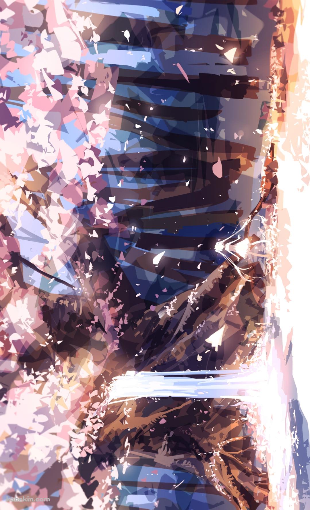 水が流れる桜の木を眺める初音ミク / ボカロのAndroidの壁紙(1080px x 1776px) スマホ用