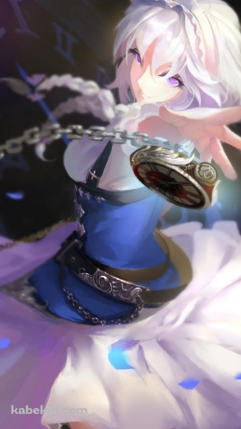 懐中時計を投げる十六夜咲夜 / 東方のAndroidの壁紙(480px x 854px) スマホ用