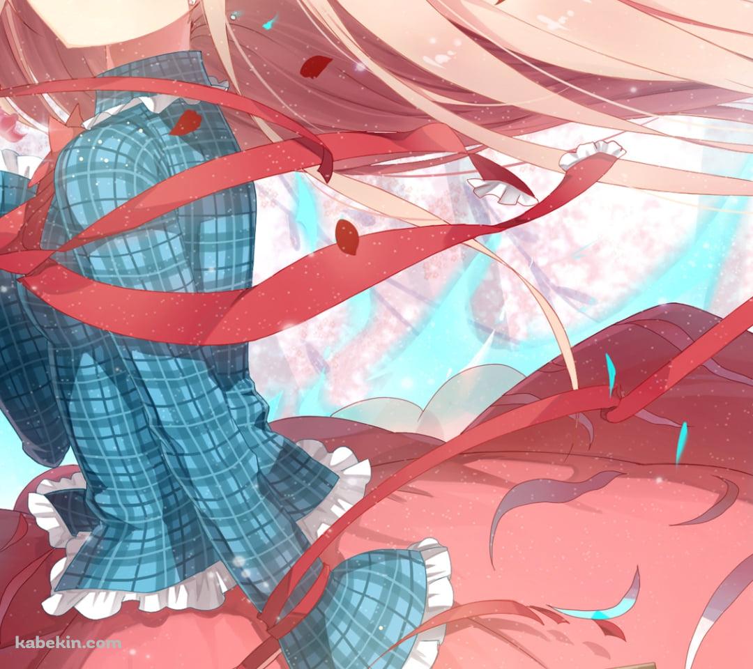 雪の結晶と水色の扇子を持つ秦こころ(はたの こころ) / 東方のAndroidの壁紙(1080px x 960px) スマホ用