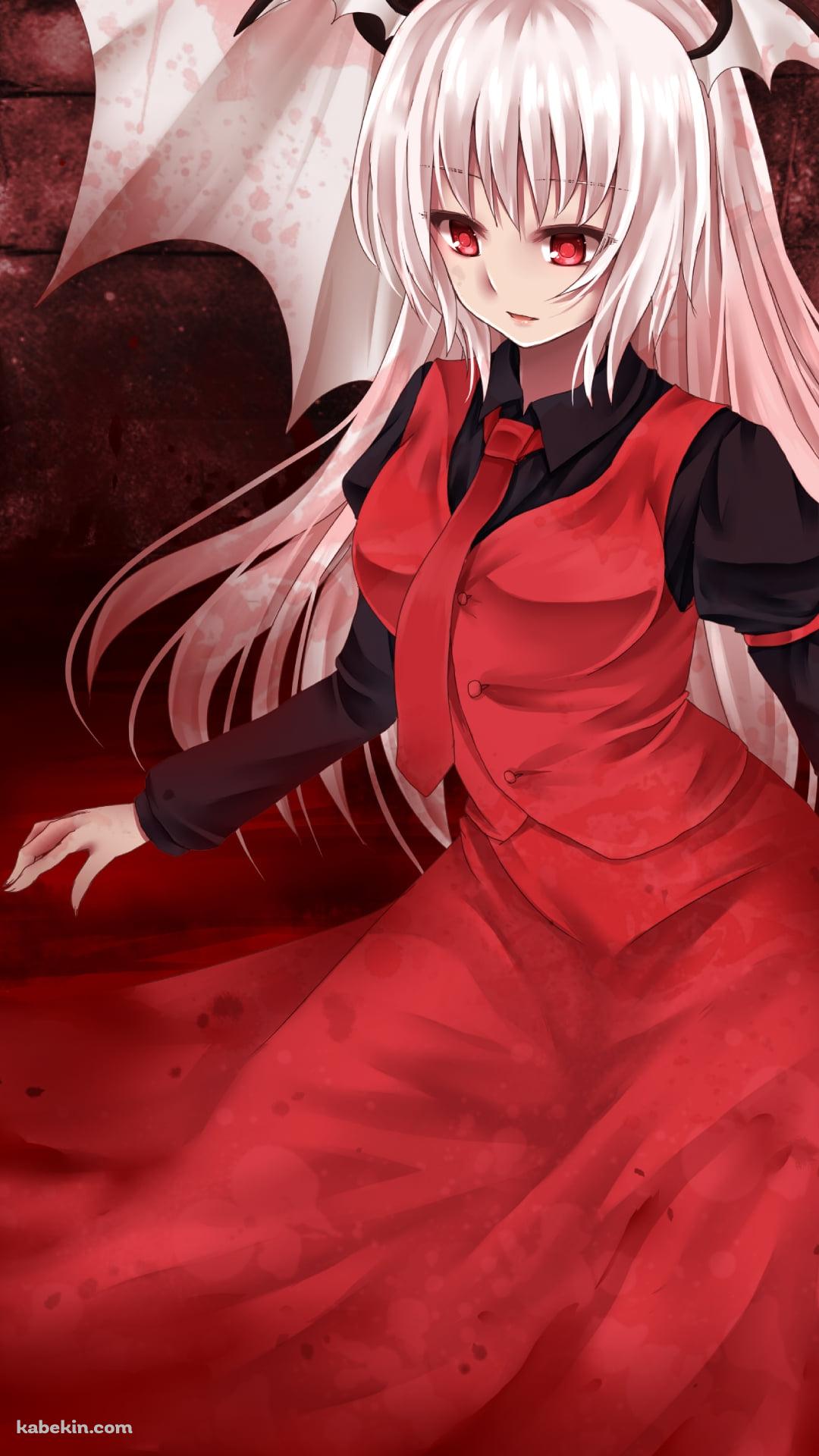 赤いドレスを着た小悪魔 / コウモリの羽 / 東方のAndroidの壁紙(1080px x 1920px) スマホ用