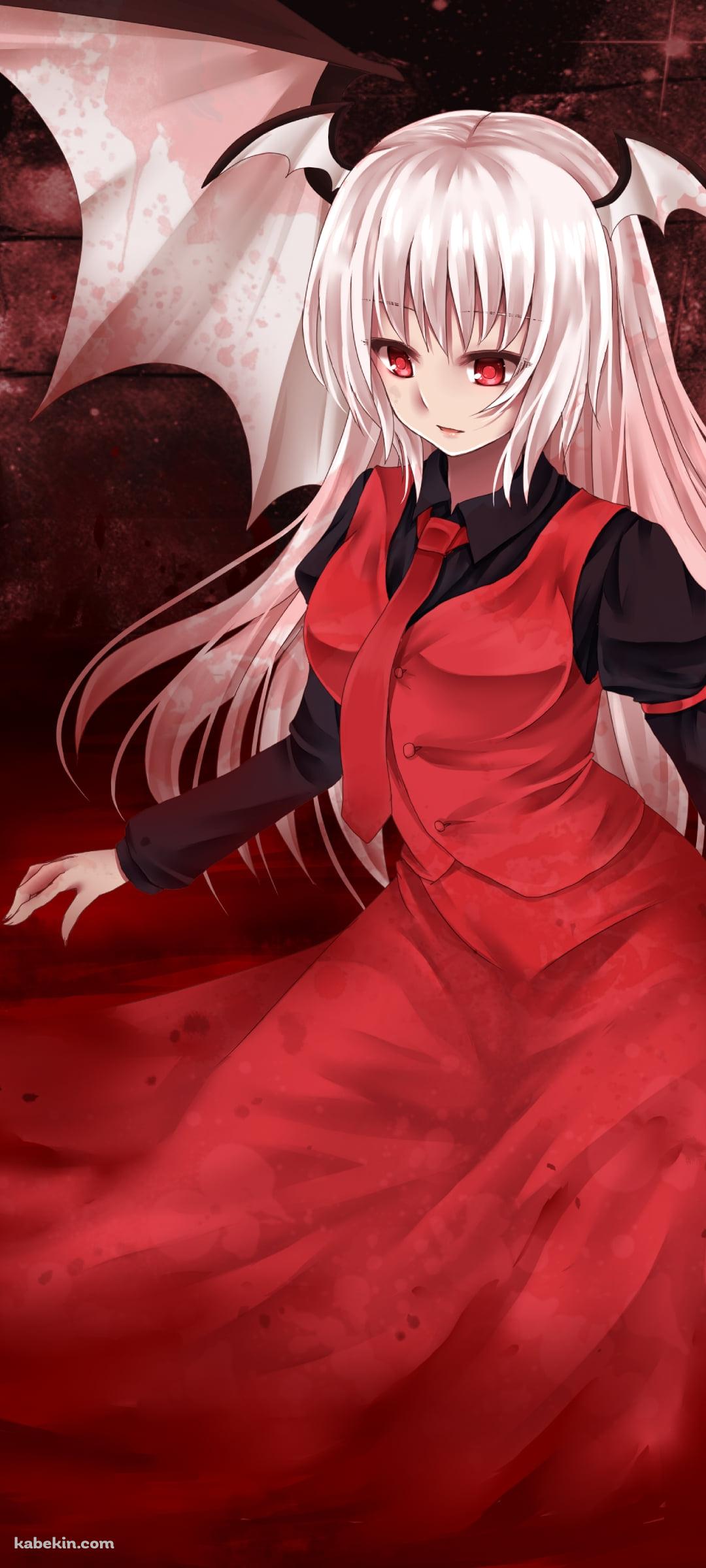 赤いドレスを着た小悪魔 / コウモリの羽 / 東方のAndroidの壁紙(1080px x 2400px) スマホ用