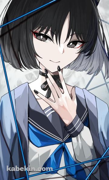 制服を着て顎に手をあてる桐生キキョウ / ブルーアーカイブのAndroidの壁紙(360px x 592px) スマホ用