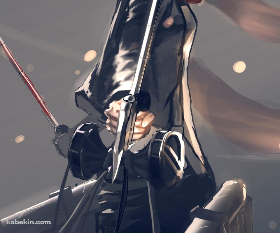後ろ手に武器を持つミカサ・アッカーマン / 進撃の巨人のAndroidの壁紙(960px x 800px) スマホ用