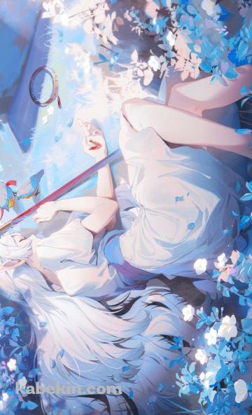 蒼月草に囲まれて寝るフリーレン / 綺麗 / 葬送のフリーレンのAndroidの壁紙(360px x 592px) スマホ用