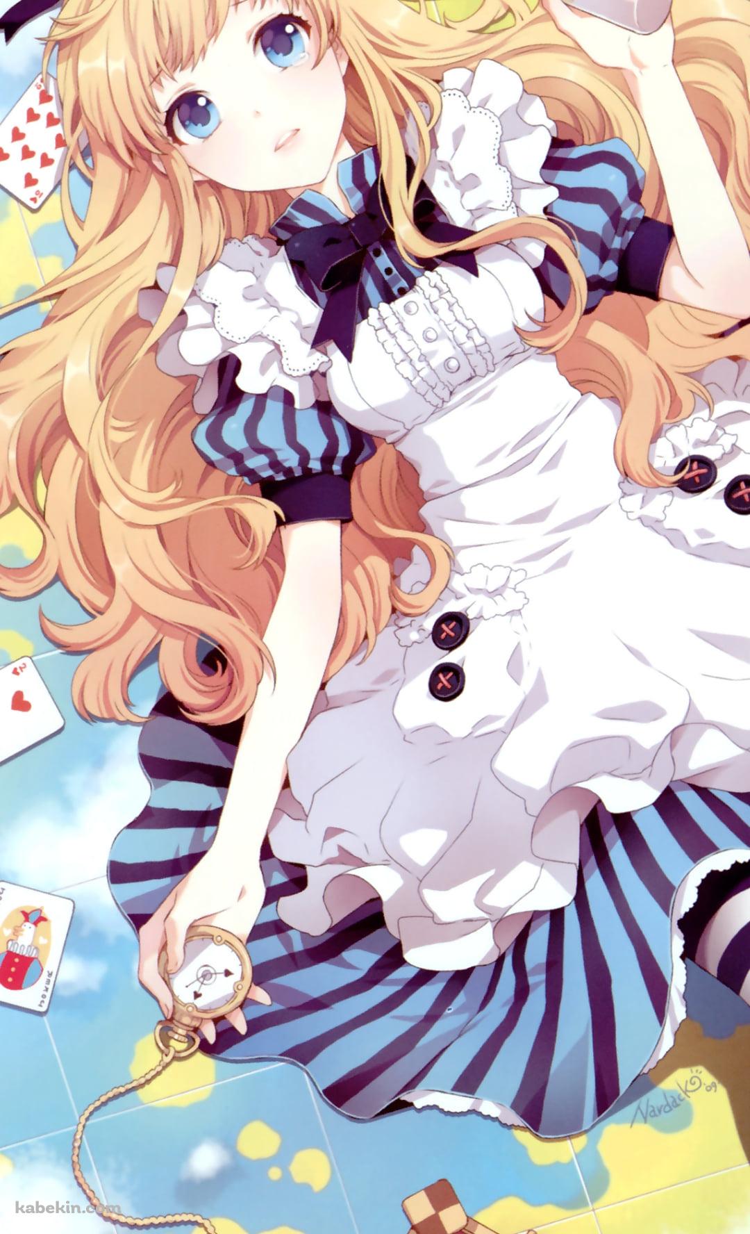 地球儀の上に仰向けになるアリス / 不思議の国のアリスのAndroidの壁紙(1080px x 1776px) スマホ用