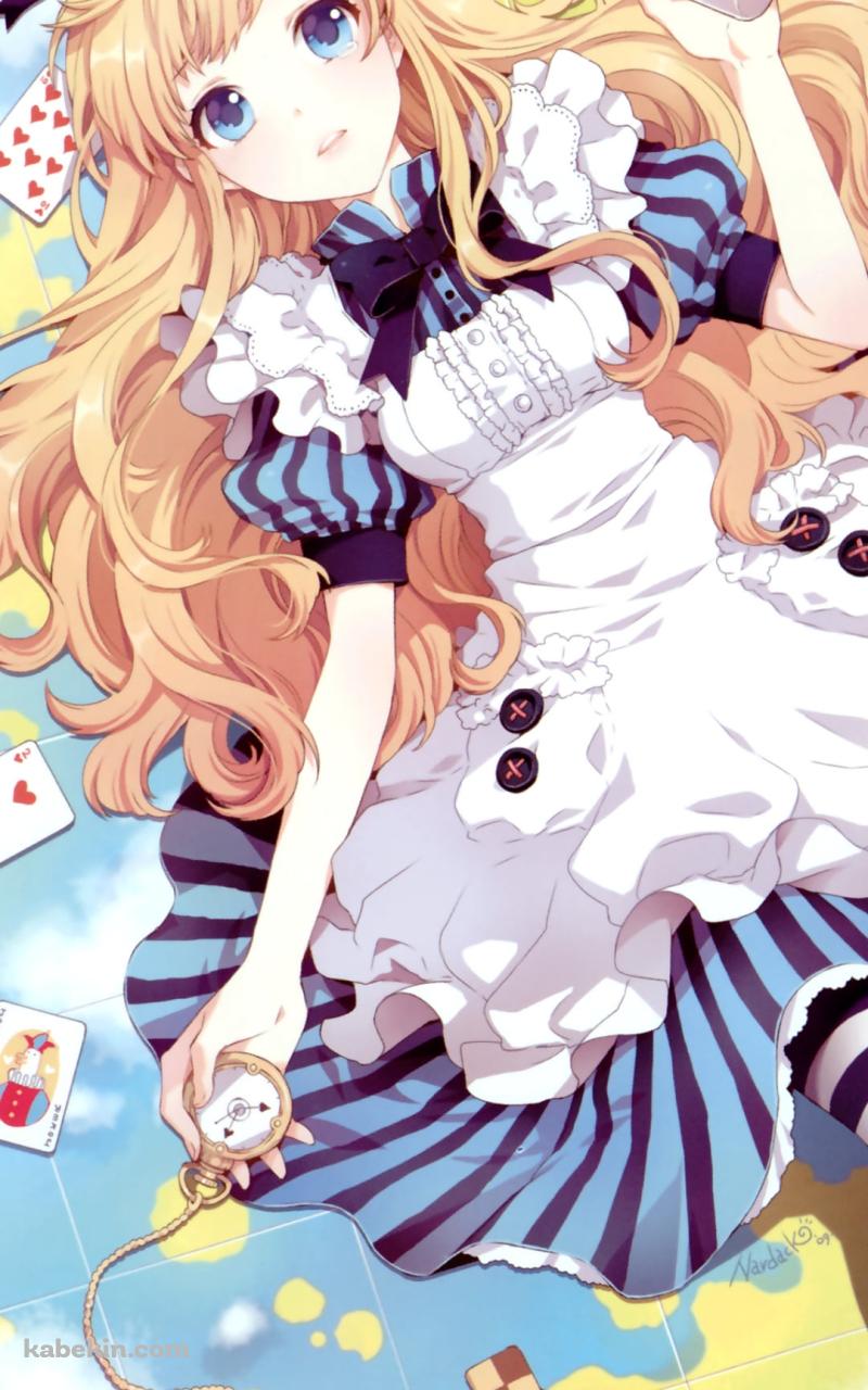 地球儀の上に仰向けになるアリス / 不思議の国のアリスのAndroidの壁紙(800px x 1280px) スマホ用