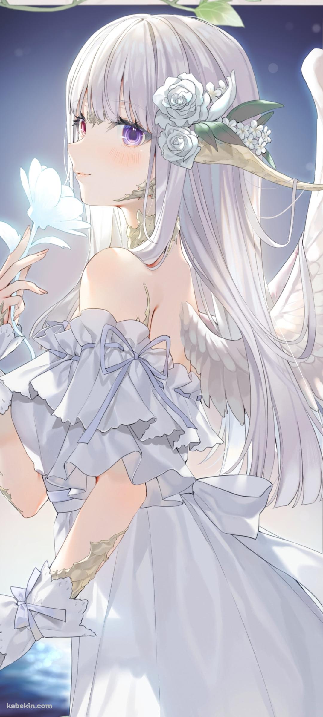 窓辺で白い花を持つアウラ / ファイナルファンタジーXIV: 新生エオルゼアのAndroidの壁紙(1080px x 2400px) スマホ用