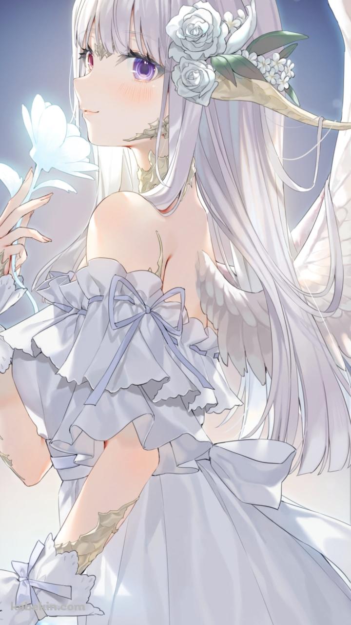 窓辺で白い花を持つアウラ / ファイナルファンタジーXIV: 新生エオルゼアのAndroidの壁紙(720px x 1280px) スマホ用