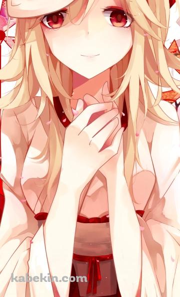 赤い風車と狐の面をつけた鏡音リン / ボーカロイドのAndroidの壁紙(360px x 592px) スマホ用