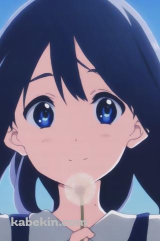 タンポポの綿毛を持つ可愛い北白川たまこ / たまこまーけっとのAndroidの壁紙(320px x 480px) スマホ用